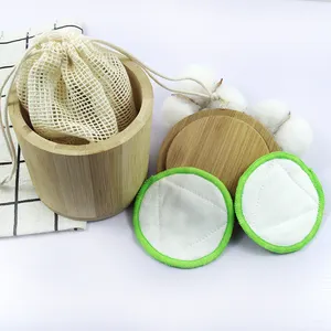 Zhejiang Factory Reusable Face Cleaning Cotton Pads in Bamboo Box