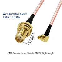 Câble d'extension d'antenne coaxiale SMA femelle vers MMCX mâle à 90 degrés RG316, câble de raccordement RF à faible perte 50 Ohm pour WiFi GPS 4G