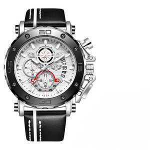 LIGE 9996 Top Quality Trend Design Quality Multifunction Multi-Color Promotional Digital Men Quartz Watches Bracelet en cuir véritable - Product Image 3