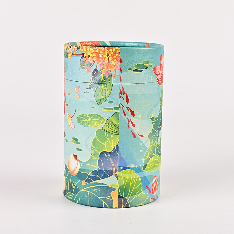 Cylinder Cardboard Tube Food Packaging With Tinplate Lid UVcoated