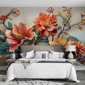 Papel Tapiz Floral 3D para Decoración de Paredes de Sala de Estar, Mural de Hojas y Flores - Product Image 2