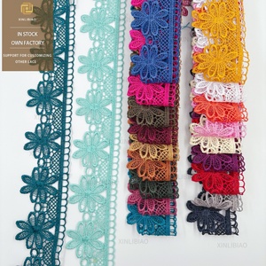 ลูกไม้โพลีเอสเตอร์ 20 สีพร้อมส่ง, ลูกไม้ปักลาย, ลูกไม้สำหรับปลายแขนเสื้อและชายเสื้อ ขายส่ง - Product Image 1