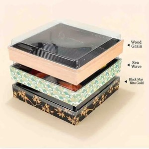 Boîte à sushi jetable Bellflower carrée, <span class=keywords><strong>plateau</strong></span> frais, sashimi, saumon, fruits de <span class=keywords><strong>mer</strong></span>, boîte d'emballage japonaise avec couvercle, 50 pièces - Product Image 3