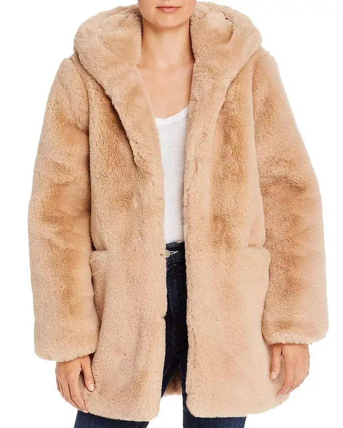 Abrigo de piel sintética con capucha para mujer, abrigo cálido de invierno con bolsillos y manga larga fija de nuevo estilo, venta al por mayor