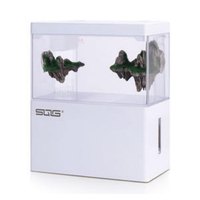 Petit écosystème auto-circulant de bureau à la maison Mini réservoir de poisson rouge en acrylique silencieux avec filtre, port USB, éclairage intelligent