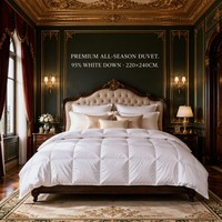 Couette matelassée 95% duvet d'oie blanche 4 saisons, taille Queen, chaleur moyenne, écologique, en coton, anti-déchirure, respirante, avec coutures en boîte