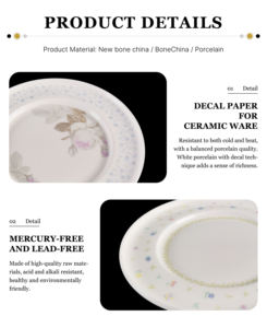 Set Perlengkapan Makan Keramik Porselen 2 Orang Motif Tanaman Gaya Amerika Klasik Modern Mewah Warna Putih Tahan Lama Dapat Digunakan Kembali di Mesin Cuci Piring - Product Image 5