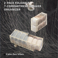 Lot de 2 organiseurs de rangement pour sous-vêtements, pliables, anti-poussière, légers, compacts, en tissu maillé, séparateurs de tiroirs pour la maison