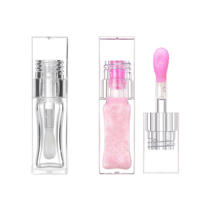 Proveedor OEM de maquillaje MLM, tubo de lápiz labial vacío de plástico de 8 ml, cabezal de brocha grande, superficie transparente, serigrafía, tapa de rosca, logotipo personalizado - Product Image 1