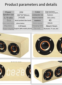 Bằng Gỗ Soundbar Loa Màu Xanh Âm Nhạc Hệ Thống Âm Thanh 20W HIFI Stereo Âm Nhạc Surround LED Hiển Thị Loa Ngoài Trời Với FM - Product Image 4