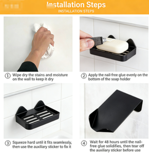 <span class=keywords><strong>Porte</strong></span>-<span class=keywords><strong>savon</strong></span> mural sans perçage, organisateur de salle de bain en aluminium, <span class=keywords><strong>porte</strong></span>-<span class=keywords><strong>savon</strong></span> avec support <span class=keywords><strong>pour</strong></span> téléphone <span class=keywords><strong>pour</strong></span> toilettes et douche - Product Image 2