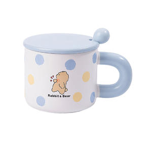 Cute Cartoon Ceramic <b>Cup</b> Animal Mug with <b>Cover</b> Spoon Drink <b>Cup</b> - Product Image 1