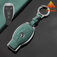 Accessoires automobiles durables en cuir et alliage de zinc pour Mercedes-Benz W205 GLE GLC – Étui de protection pour clé intelligente de voiture en métal