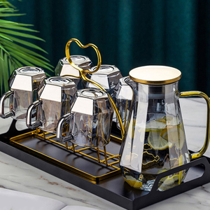 Théière <span class=keywords><strong>en</strong></span> <span class=keywords><strong>Verre</strong></span> Borosilicate Transparent Résistant à la Chaleur, Bleu Dégradé, Grande Capacité, avec Ensemble de Tasses - Product Image 5