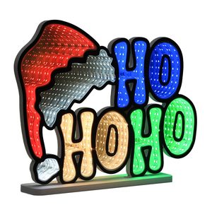Nueva Decoración Navideña 2026, Luz LED con Espejo Infinito, Espejo Abisal 3D de Mil Capas, Gorro de Santa Claus Personalizado <span class=keywords><strong>HOHOHO</strong></span> para Decoración Navideña - Product Image 3