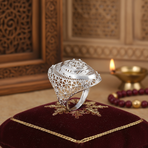 Meilleur prix Bague ethnique de luxe en or rose 14 carats avec diamant naturel taille brillant plaqué rhodium pour femmes Certifiée IGI Indienne - Product Image 3