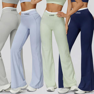 Pantalon de yoga évasé taille haute personnalisé de haute qualité, sensation seconde peau, doux pour la peau, effet ventre plat et lifting des fesses, pantalon de sport à jambe large - Product Image 1