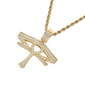 Collar con Combinación <span class=keywords><strong>de</strong></span> Ojo Turco y Cruz Anka, Colgante <span class=keywords><strong>de</strong></span> Latón con Circonita para Hombre - Product Image 2