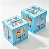 Boîte à gâteau réutilisable de 10 pouces avec fenêtre, emballage alimentaire en gros, meilleur prix, boîte à gâteau d'anniversaire recyclable, emballage à emporter pour desserts