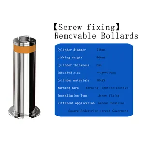High Quality Stainless Steel Rising Automatic Hydraulic Bollards Crash Rated Bollards With LED Warning Light