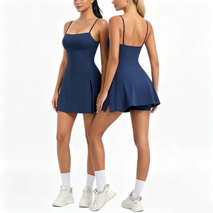 Vente chaude femmes sans manches évacuation de l'humidité robes de tennis évasées plissées Golf combinaison Gym jupes - Product Image 1
