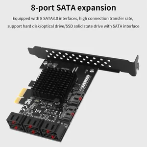 TISHRIC PCIe SATA 1X a 8 puertos SATA 3,0 PCI E Controlador PCI Express Multiplicador Tarjeta de expansión 6Gbps Add On Card Riser