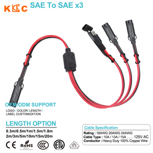 สายเคเบิลแยก SAE 2 พิน ตัวเชื่อมต่อชายหญิง อะแดปเตอร์รูปตัว Y สำหรับแบตเตอรี่ - Product Image 6