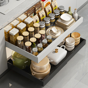 Armoires de cuisine coulissantes auto-adhésives <span class=keywords><strong>Organisateur</strong></span> 3 glissières Étagères à épices coulissantes Étagères à tiroirs de rangement extensibles - Product Image 2