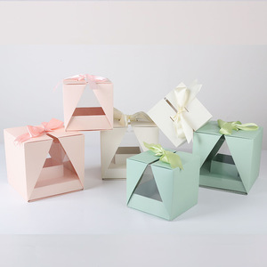 <span class=keywords><strong>Boîte</strong></span> <span class=keywords><strong>à</strong></span> gâteau de 4 pouces en papier <span class=keywords><strong>kraft</strong></span> biodégradable de qualité alimentaire, aseptique, écologique, avec fenêtres gaufrées, multicouche, pour anniversaire - Product Image 4
