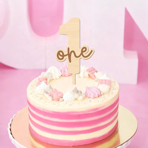 Décoration de gâteau BOHO pour premier anniversaire, numéro en bois avec lettre « Un », décorations de gâteau pour baby shower - Product Image 1