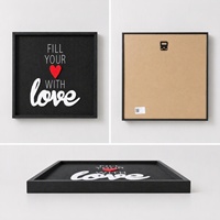 Cadre carré noir pour œuvres d'art, flocage 3D haute contraste en MDF + broderie en tissu éponge, lavable et durable pour la décoration de chambre/salon
