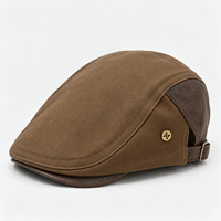Casquette plate classique marron café foncé contrastant pour hommes et femmes, casquette Ivy avec sangle réglable et boucle bronze, décontractée, vente en gros