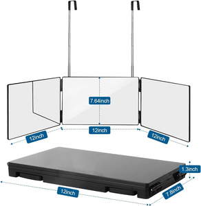 Miroir à 3 Volets avec LED 360 pour Coupe de Cheveux, Miroir Triptyque Pliable à Hauteur Réglable pour Se Couper les Cheveux Soi-Même - Product Image 4