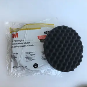3M 05723 Waffle Face Style Hook And Loop Buffing Pads 2pcs/pack 12pack/case White Foam Compounding Round Sponge Pad