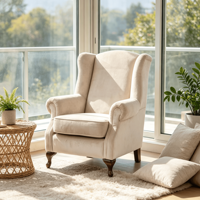 Fauteuil Chesterfield de luxe, moderne, en tissu, rembourré, une place, avec rembourrage en éponge, pieds en métal, meubles de salon