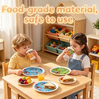 Ensemble de vaisselle pour enfants personnalisé en mélamine, assiettes carrées, écologiques, de qualité alimentaire, sans danger pour les enfants