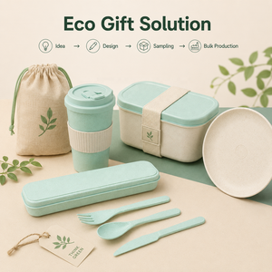 Ensemble de couverts écologiques en paille de blé, ustensiles de voyage portables avec étui, couteau, fourchette et cuillère réutilisables pour l'école, le bureau et le camping - Product Image 6