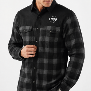 Chemise de travail à manches longues personnalisée pour homme, chemise à carreaux boutonnée, surchemise, logo personnalisé, marque privée, fabricant OEM, vente en gros - Product Image 2