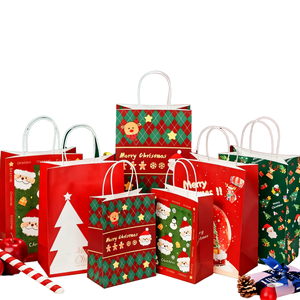 Sac en papier de Noël <span class=keywords><strong>Greenpack</strong></span> fait main, design personnalisé, cordon de serrage, coloré, luxueux, écologique, réutilisable, avec feuille d'argent - Product Image 1