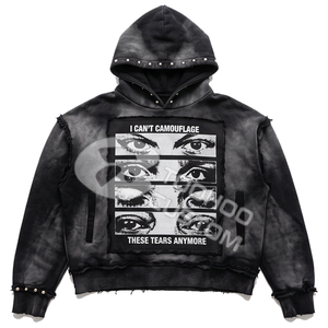 Sweat à capuche unisexe de haute qualité pour l'hiver, imprimé yeux surdimensionnés, design personnalisé, streetwear lourd, essentiel en coton, pull 3D pour homme - Product Image 3