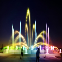 Fontaine musicale dansante pour jardin, lac ou piscine avec spectacle de lumière LED colorée et pompe à eau durable pour la décoration paysagère extérieure