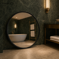 Miroir mural arqué en aluminium noir à cadre fin, miroir circulaire moderne pour salon, chambre et entrée – Vente en gros