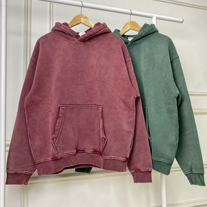เสื้อฮู้ดดี้สตรีทแวร์ทรงโอเวอร์ไซส์สไตล์วินเทจ ล้างสีแบบแอซิดวอช  ผ้าเรียบ  สำหรับผู้ชาย  รับสกรีนลายตามสั่ง - Product Image 2