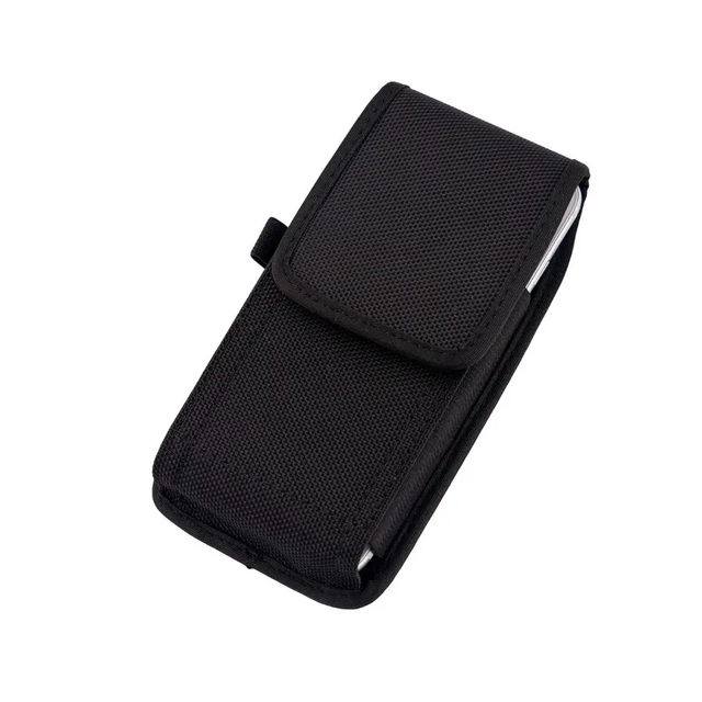 Portable Vertical Cell Phone Holster Pouch Wallet Case with Belt Clip Protective Shell Nylon Black 17*8cm