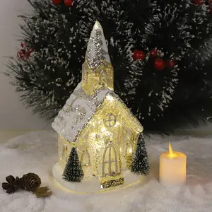 Wholesale Factory Wholesale Blown Glass Village House With Led Light Handmade Christmas Decorations Holiday Gifts