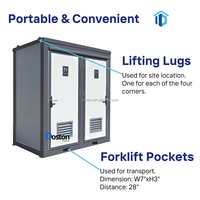 Unité de toilettes mobiles préfabriquées modernes à double cabine, écologiques, durables et portables pour événements extérieurs, chantiers de construction, parcs et espaces publics