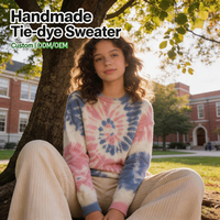 Suéter Tie Dye a Rayas Personalizado con Certificación BSCI y GRS de HuaYi, Suéter de Cuello Redondo 100% Algodón Suave para Mujer, Prenda de Punto Informal Estilo Escolar