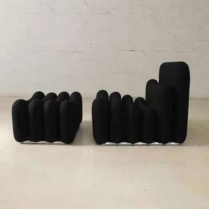 Wabi-sabi Style Black Piano-key Single <strong>Sofa</strong> Mid-century Designer Piece for <strong>Small</strong> Living Rooms <strong>Bedrooms</strong> Hotels Casual Lazy <strong>Sofa</strong> - Product Image 3