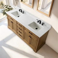 Meuble-lavabo de salle de bain moderne en bois personnalisé Meuble-lavabo au sol de salle de bain de style shaker avec comptoir à double vasque