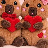 Peluches personnalisées de couple de capybaras pour la Saint-Valentin avec cœur, ensemble de cadeaux d'animaux en peluche mignons pour la décoration des fêtes